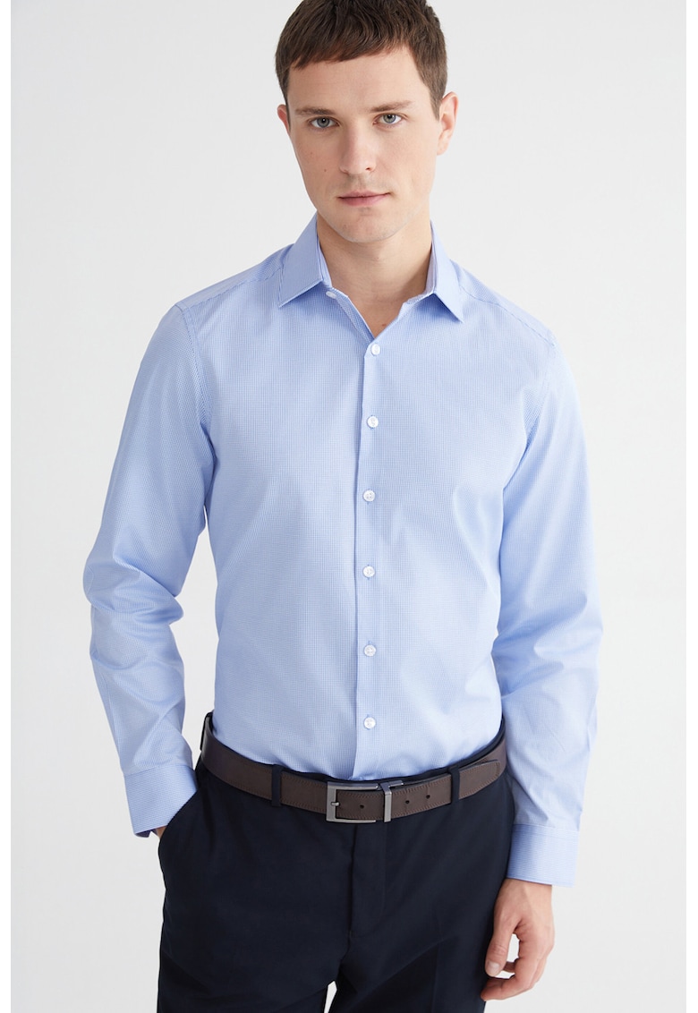 Camasa slim fit in carouri - Albastru