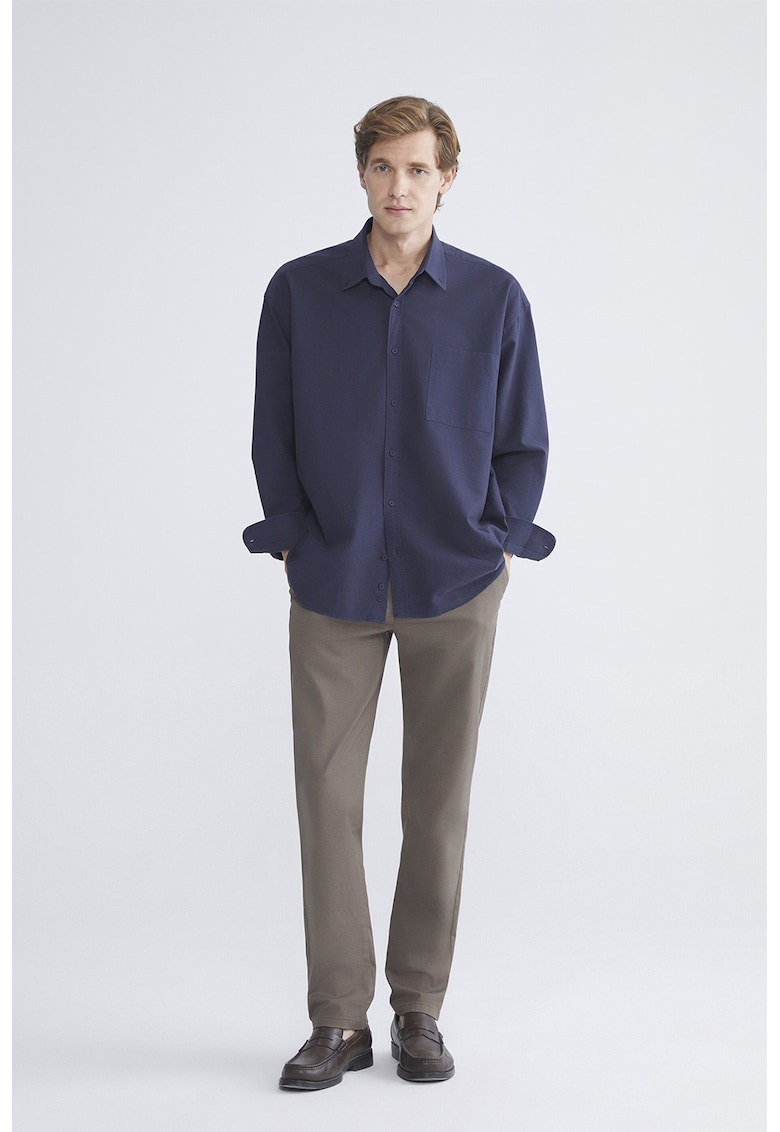 Pantaloni chino din amestec de bumbac - Maro taupe