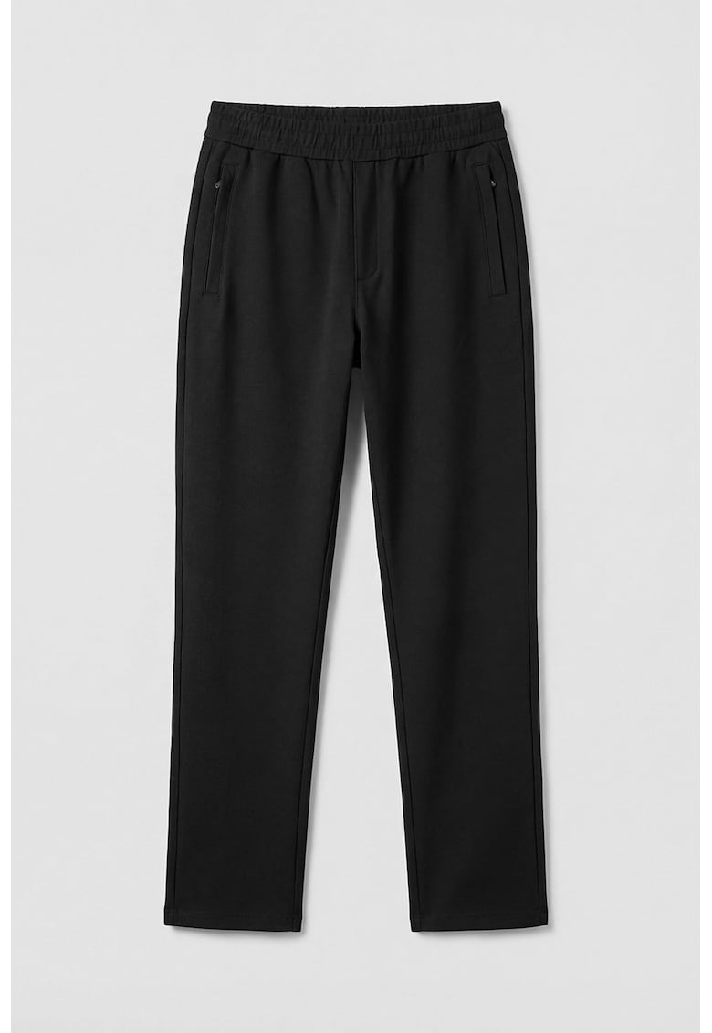 Pantaloni de trening cu croiala dreapta si buzunare - Negru