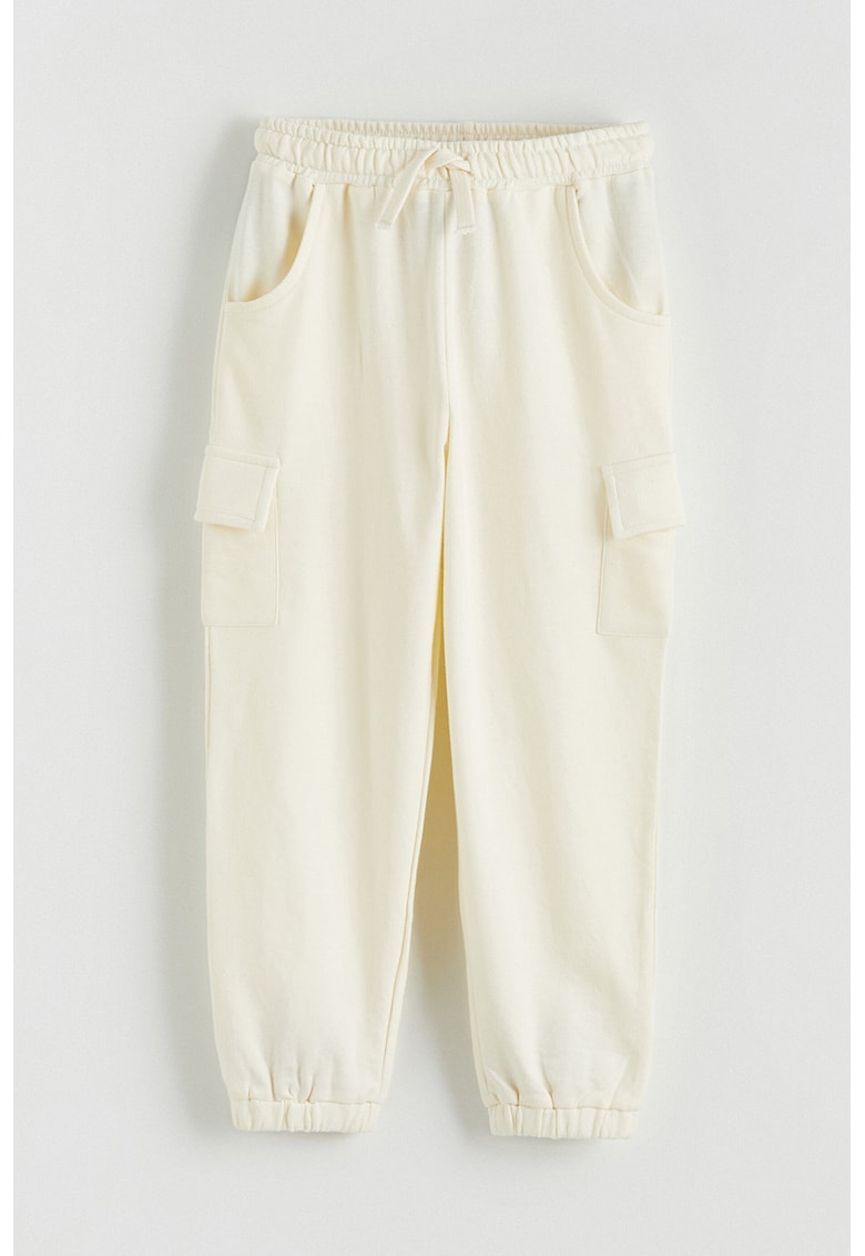 Pantaloni de trening cu croiala cargo si snur - Bej deschis
