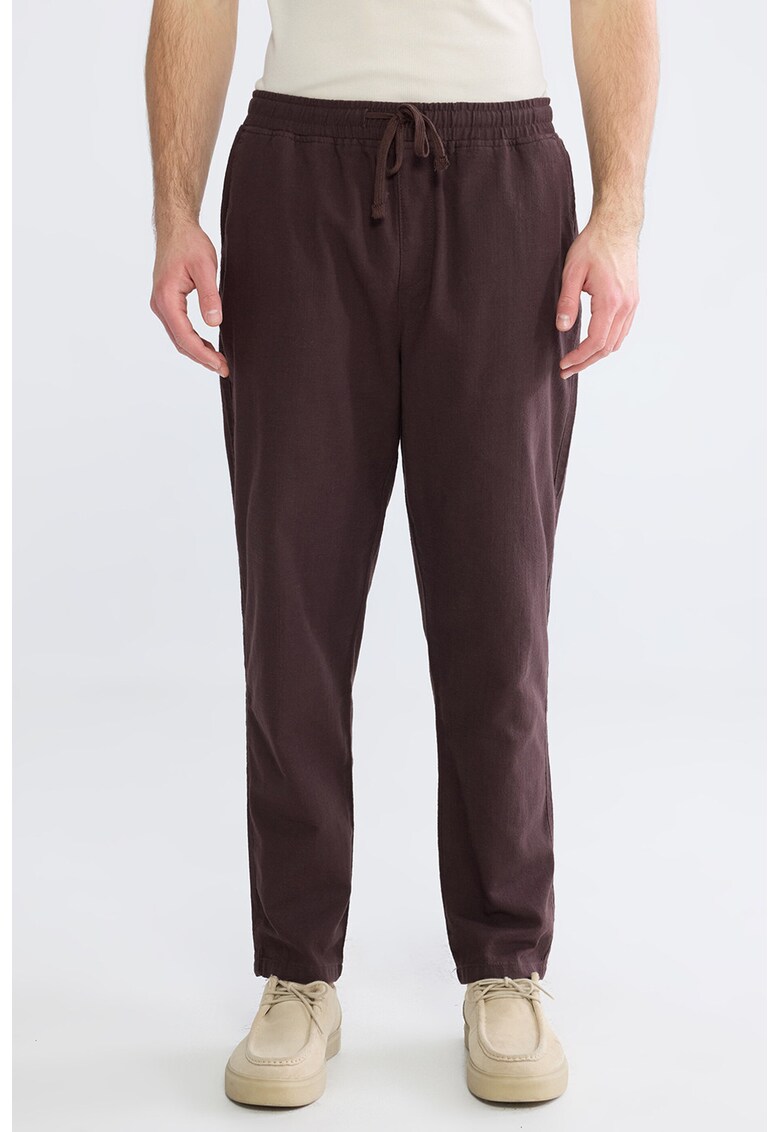 Pantaloni de bumbac cu talie ajustabila - Maro inchis