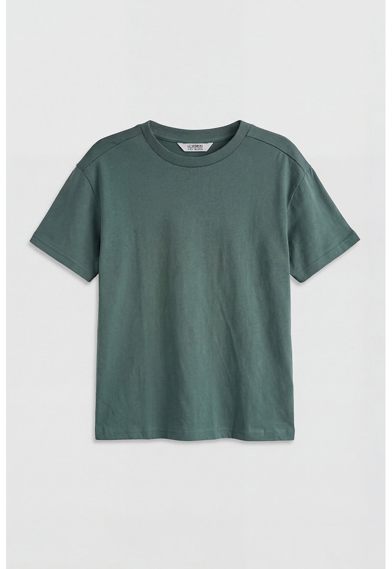Tricou uni de bumbac - Albastru melange