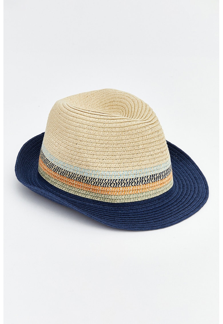 Palarie colorblock de paie - Bej deschis/Bleumarin