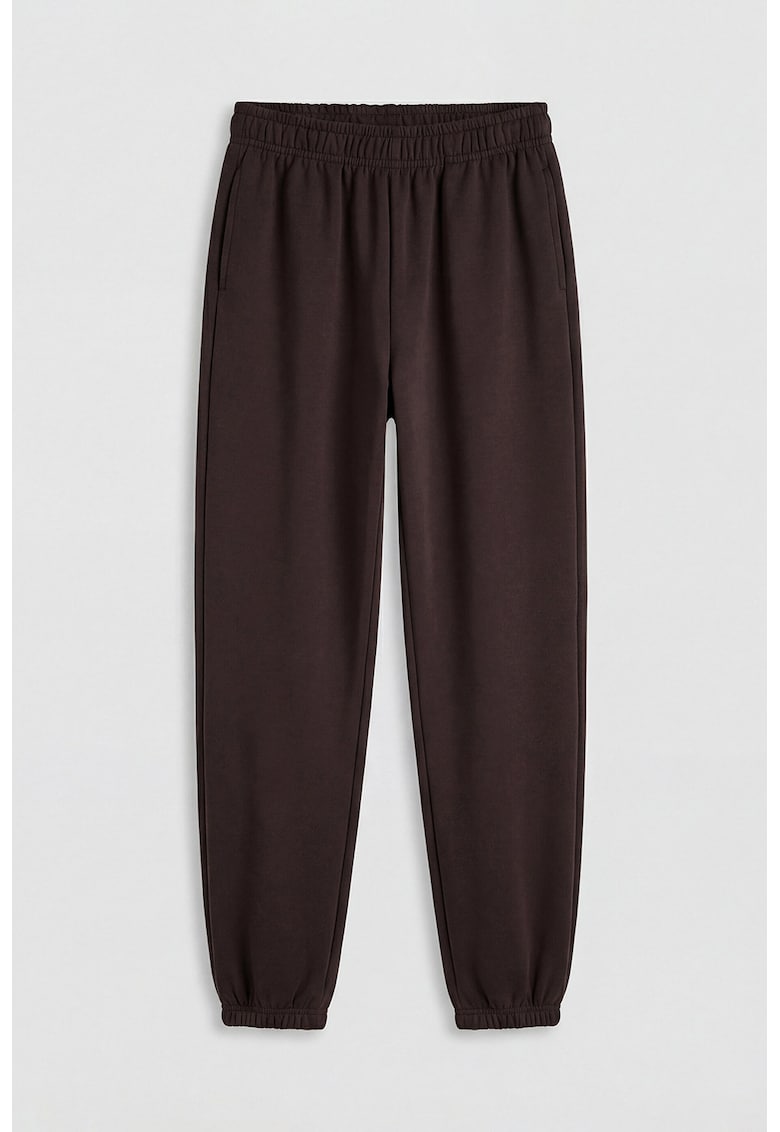 Pantaloni de trening uni cu banda elastica - Maro inchis