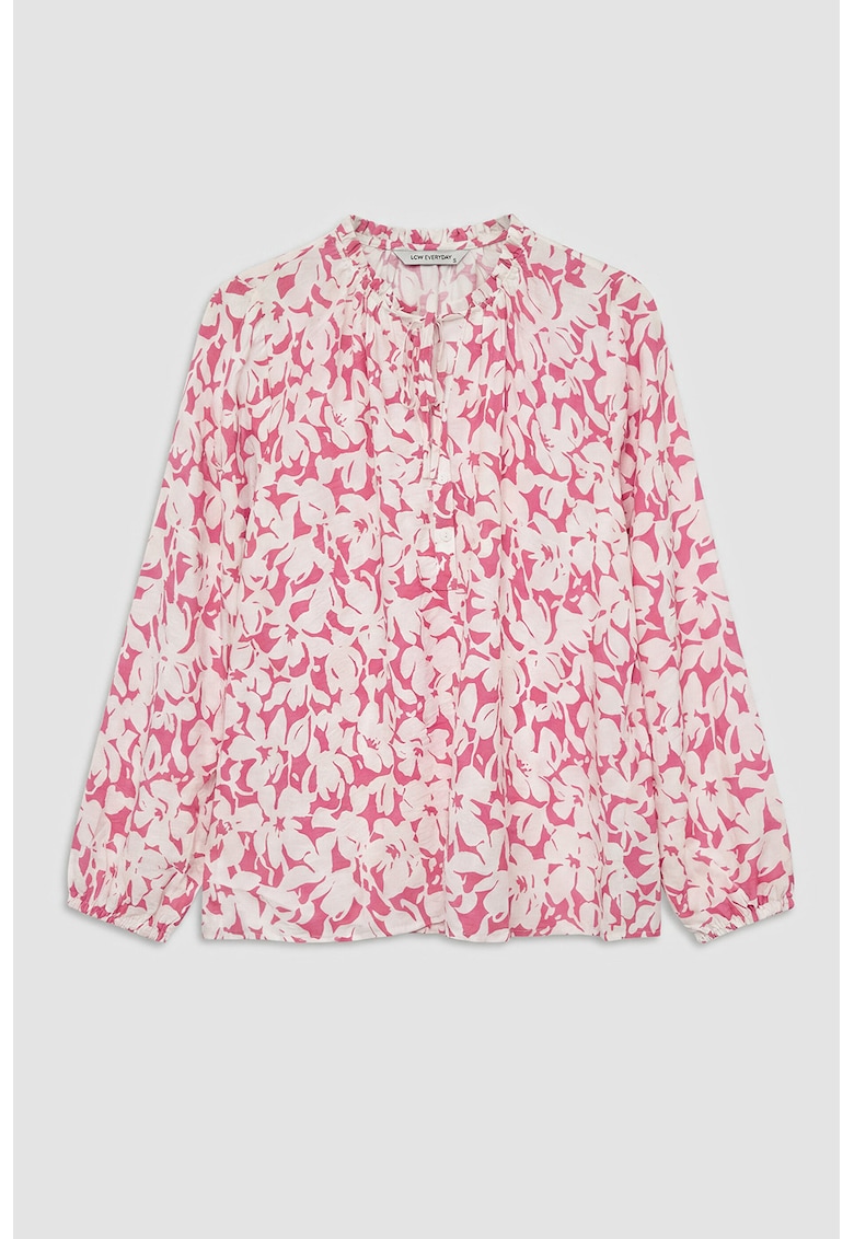 Bluza vaporoasa cu model floral - Alb/Roz