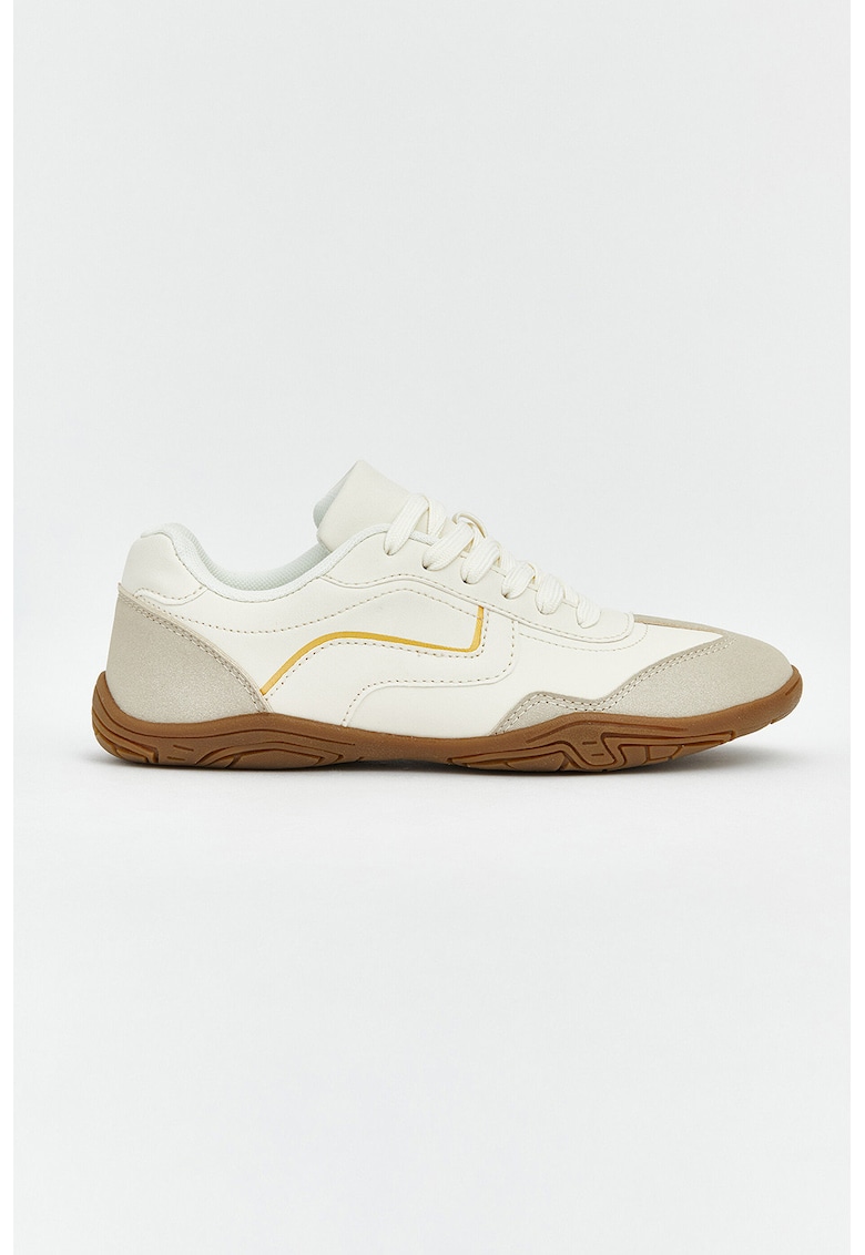 Pantofi sport de piele ecologica - Alb/Bej deschis