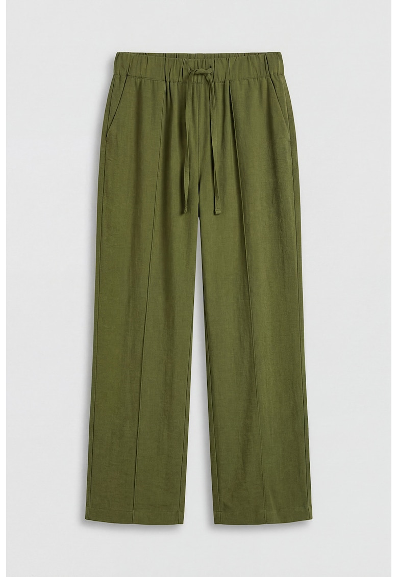Pantaloni cu snur de ajustare in talie - Verde