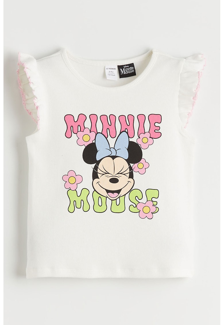 Top slim fit Minnie Mouse - Alb