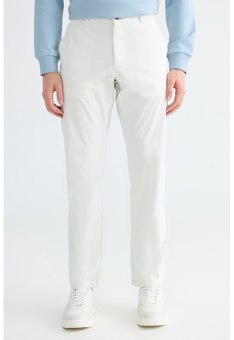 Pantaloni chino din amestec de bumbac - Alb murdar