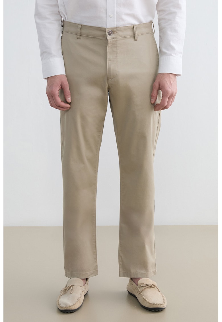 Pantaloni chino din amestec de bumbac - Bej