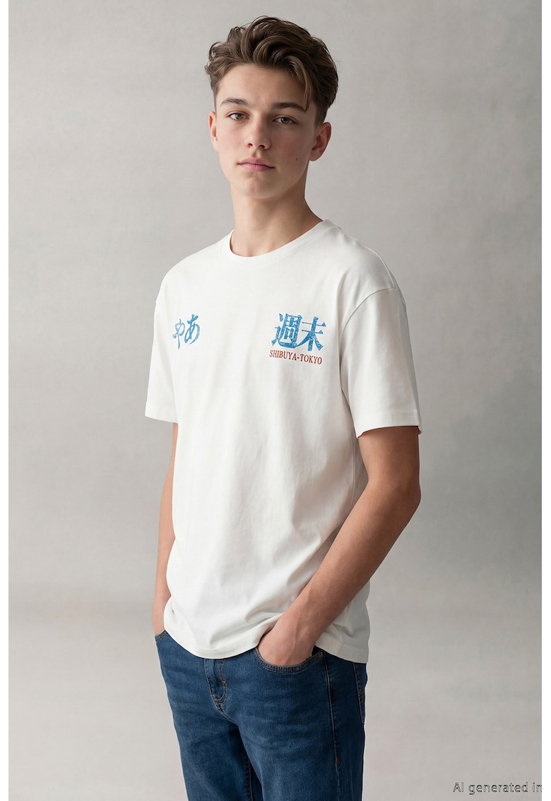 Tricou de bumbac cu imprimeu - Alb