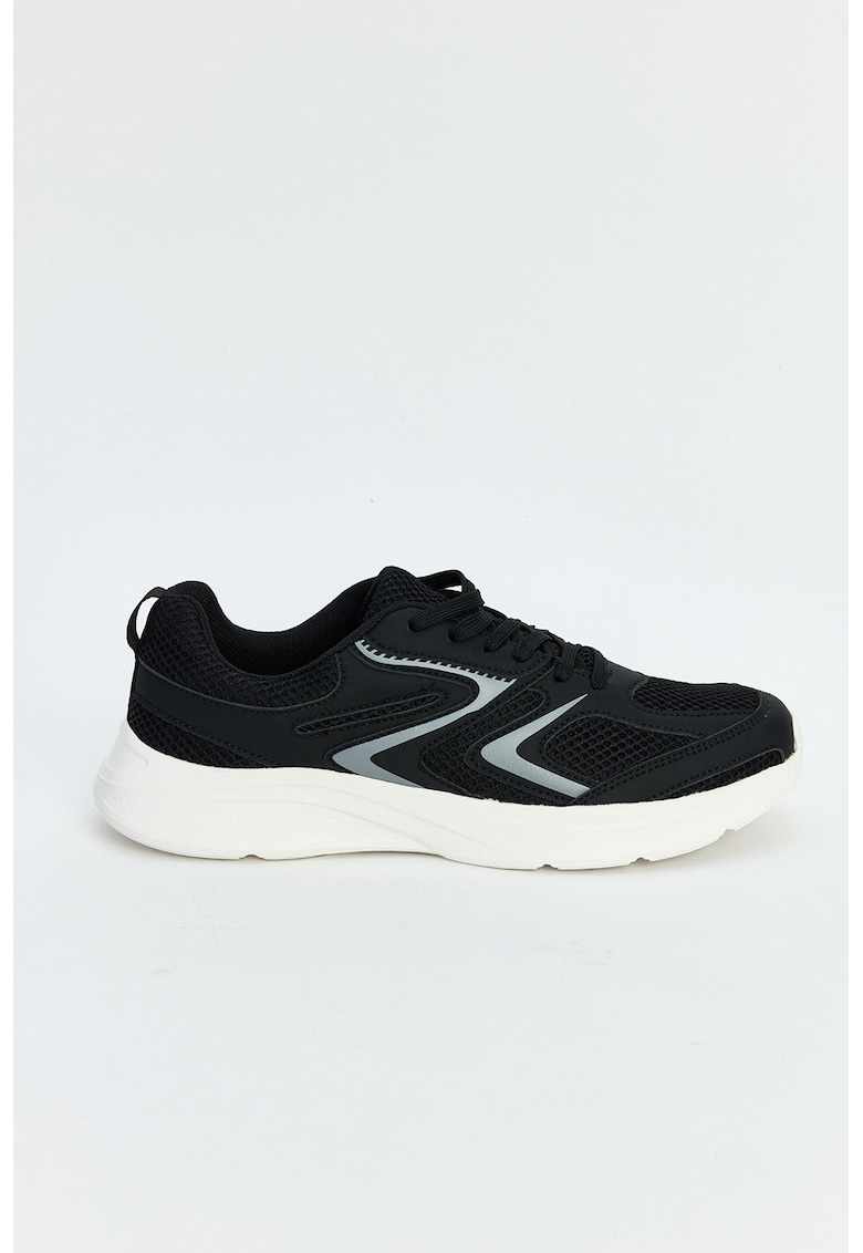 Pantofi sport low-cut cu insertii de plasa - Negru
