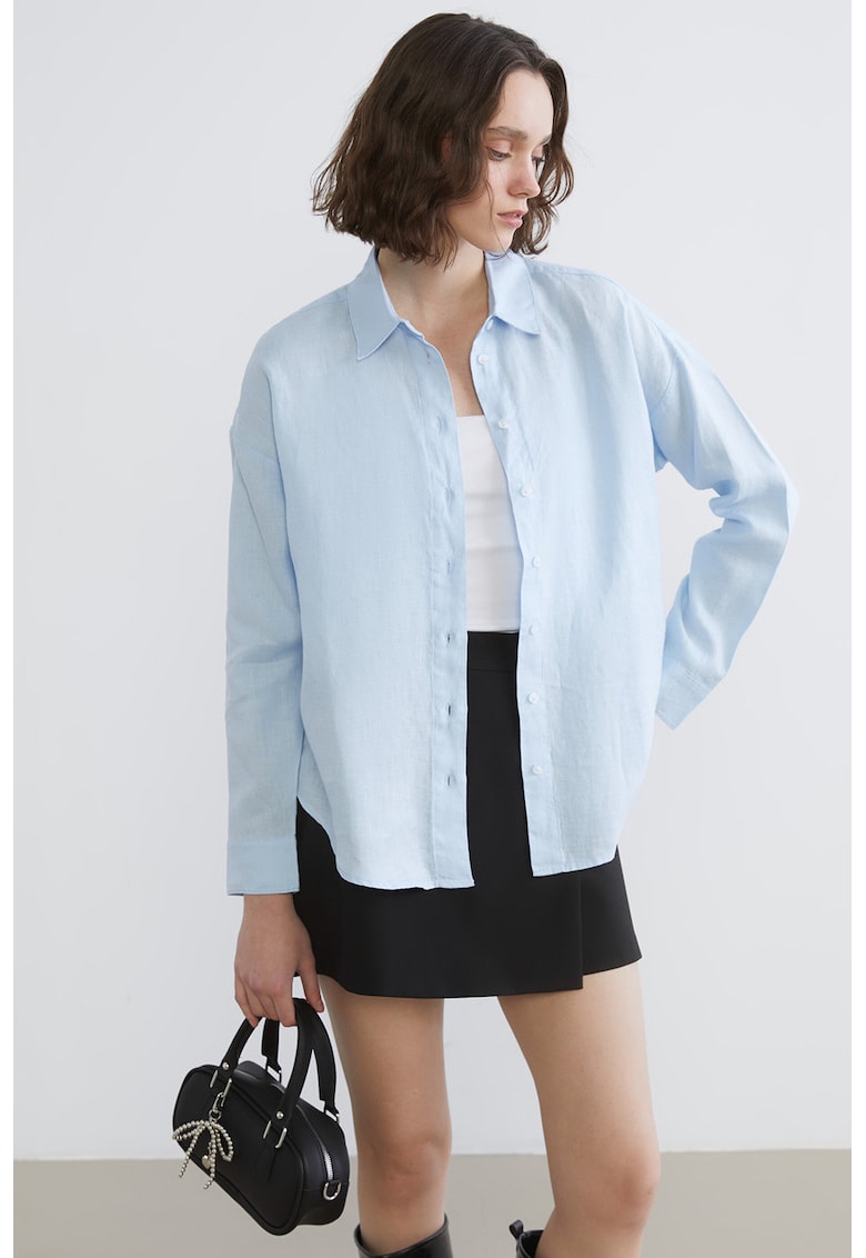Camasa relaxed fit de in - Albastru pastel
