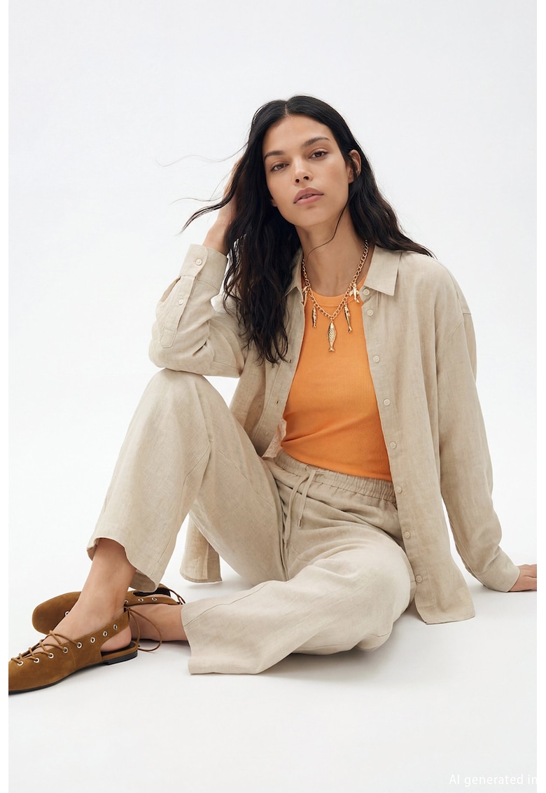 Camasa relaxed fit de in - Bej