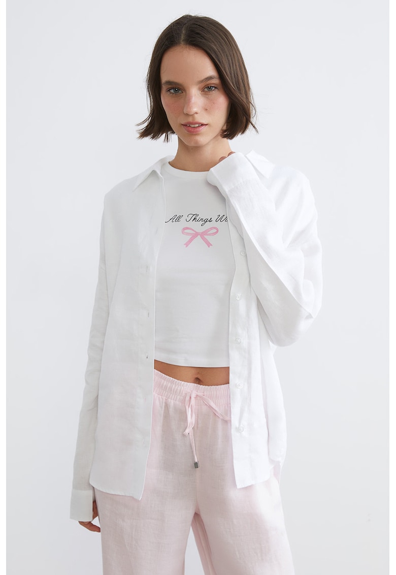 Camasa relaxed fit de in - Alb
