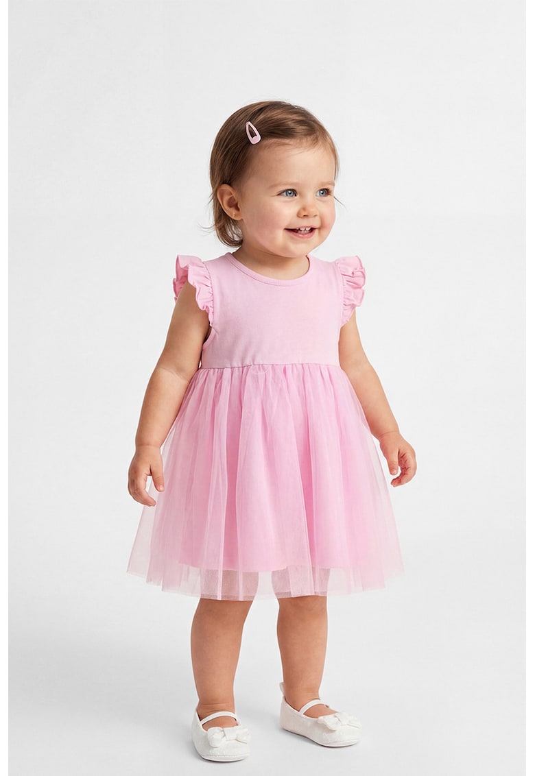 Rochie evazata din tul - Roz bombon