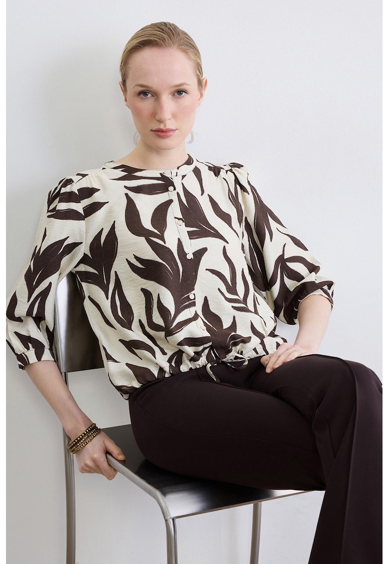 Bluza lejera cu nasturi - Maro/Bej deschis