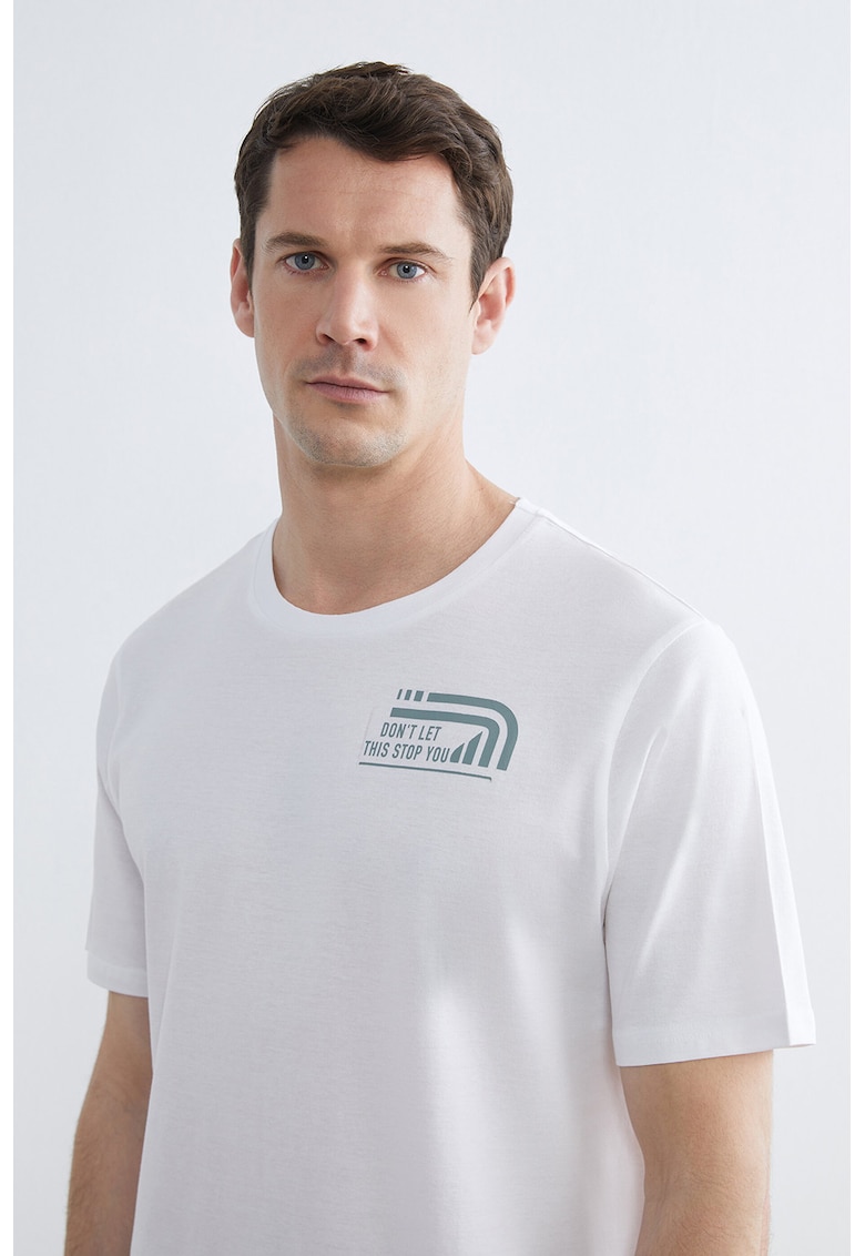 Tricou regular fit cu imprimeu - Alb/Gri cenusiu