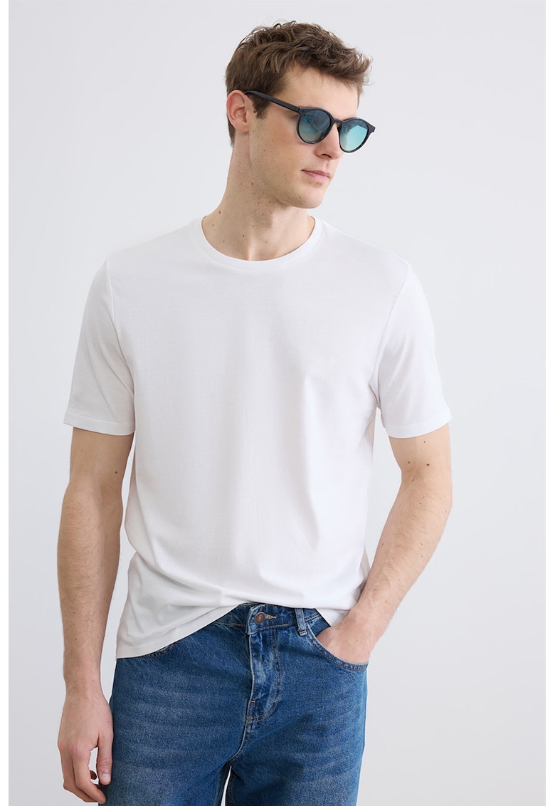 Tricou regular fit cu imprimeu - Coral/Alb optic