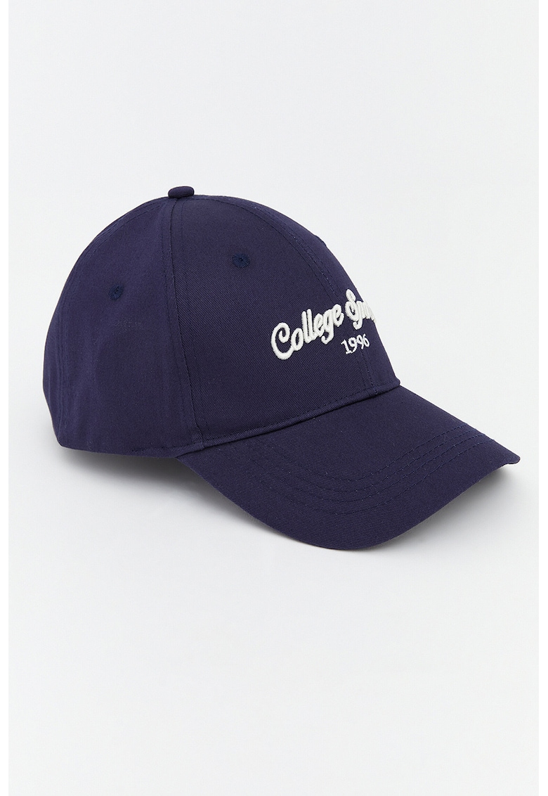 Sapca baseball cu text brodat - Alb/Albastru indigo