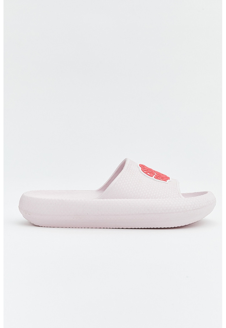 Papuci din material sintetic cu flatform - Coral/Roz pal