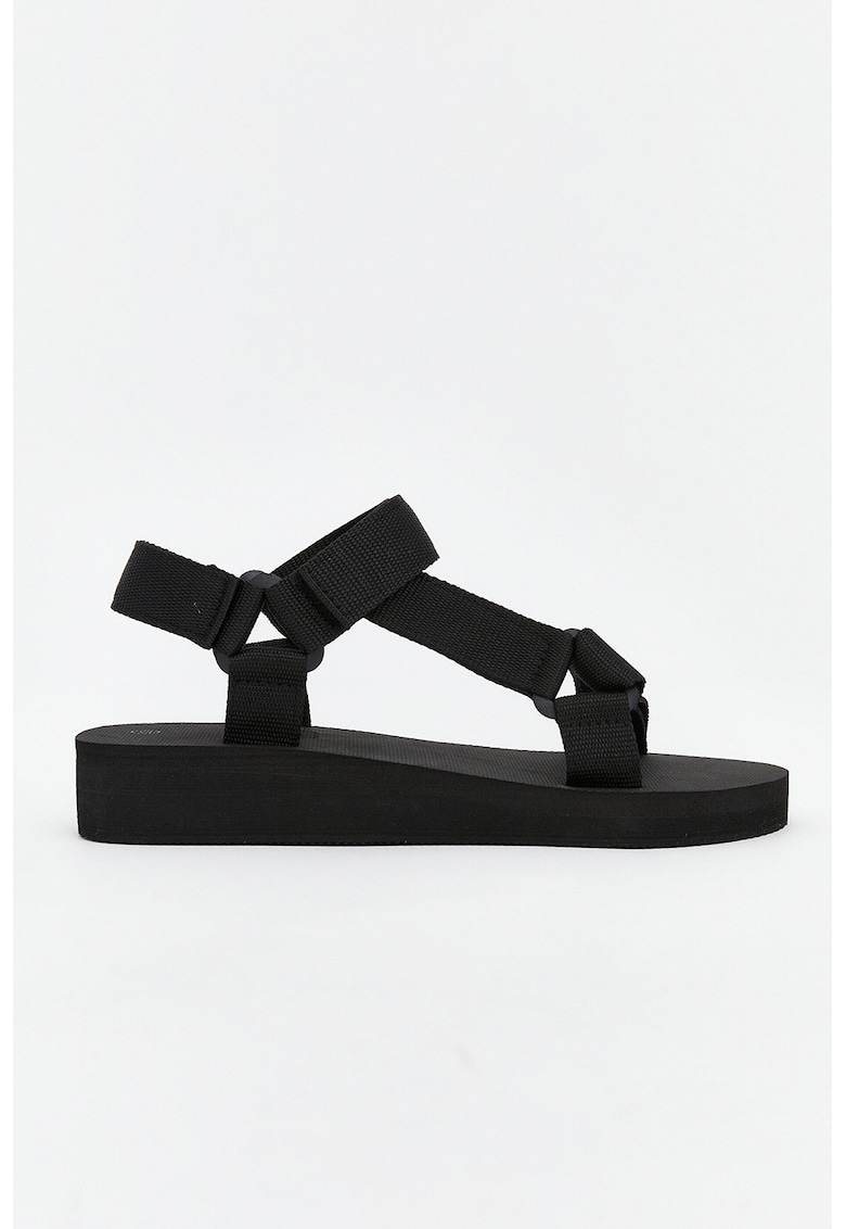 Sandale wedge textille - Negru