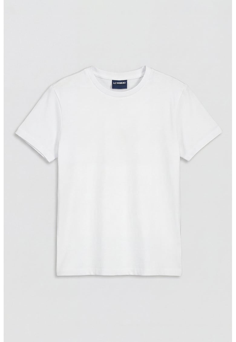Tricou cu imprimeu si decolteu rotund - Alb/Negru/Galben pai