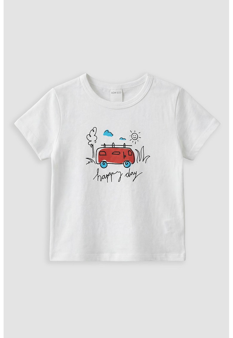 Tricou regular fit de bumbac - Alb/Negru/Rosu inchis