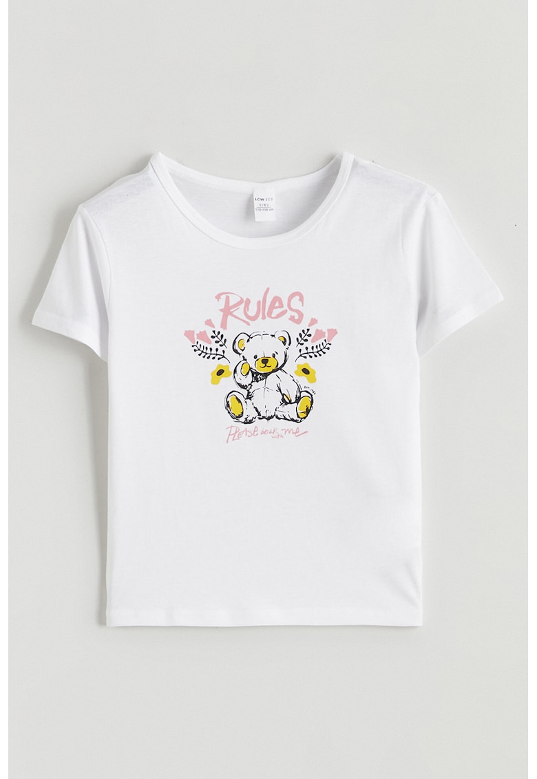 Tricou de bumbac cu decolteu la baza gatului - Alb/Negru/Roz pastel