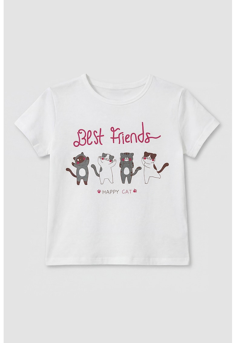 Tricou regular fit de bumbac - Alb/Violet tyrian/Gri inchis