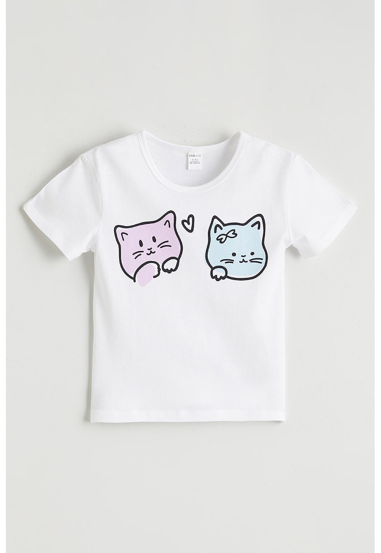 Tricou regular fit de bumbac - Alb/Lila/Albastru deschis