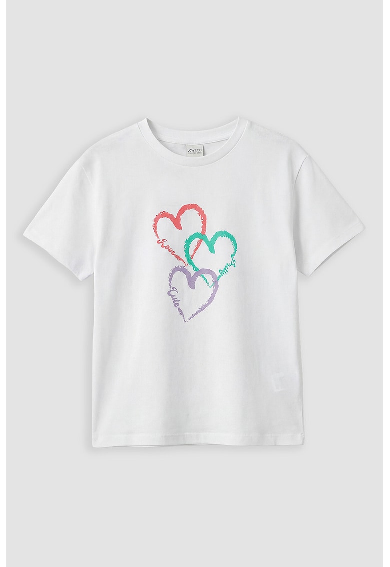 Tricou cu imprimeu grafic - Alb/Coral/Lila