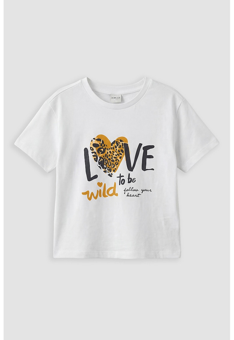 Tricou cu imprimeu grafic - Alb/Negru/Portocaliu stins