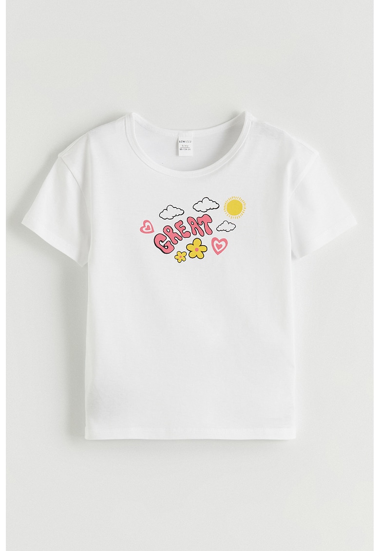 Tricou regular fit de bumbac - Alb/Galben/Roz