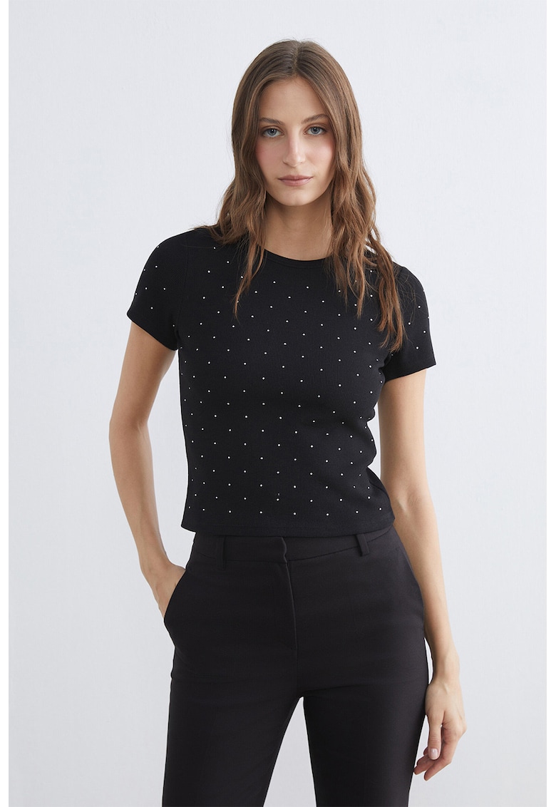 Tricou striat cu buline - Negru