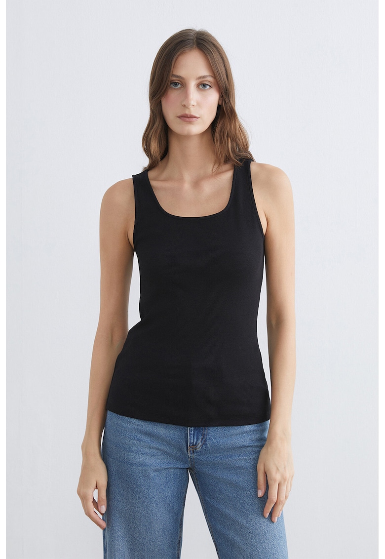 Top slim fit striat - Negru