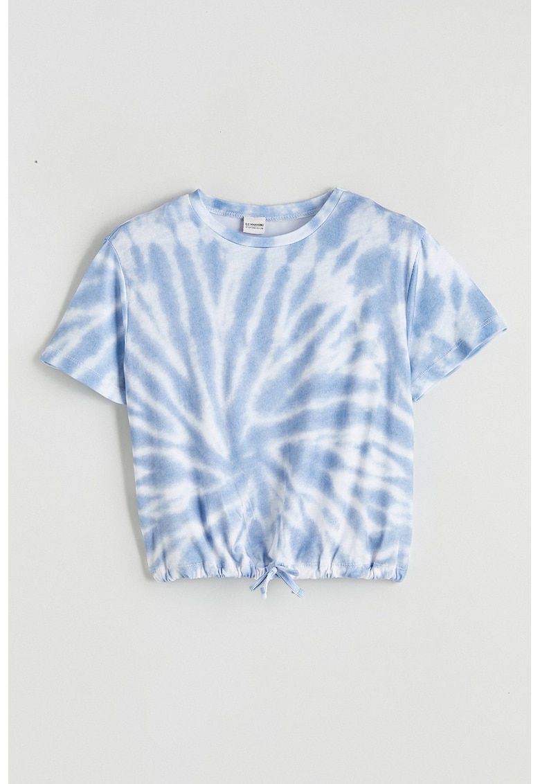 Tricou din amestec de bumbac cu model tie-dye - Alb/Albastru lavanda