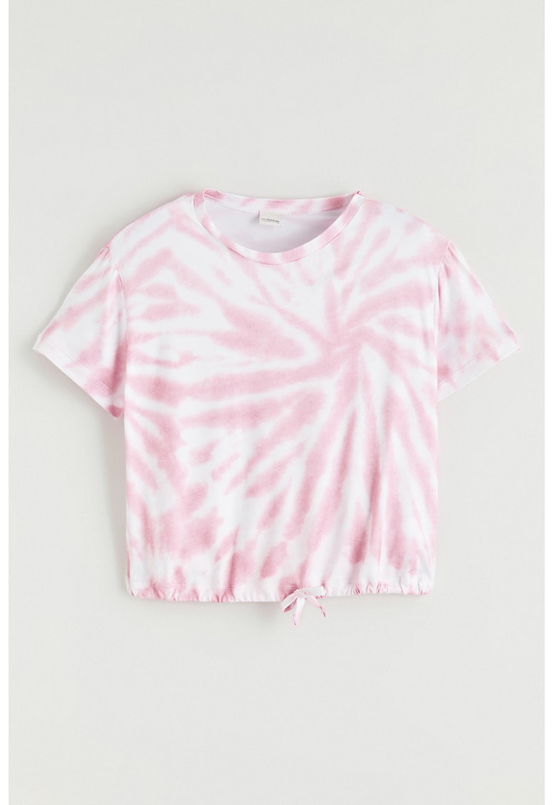 Tricou din amestec de bumbac cu model tie-dye - Alb/Roz pastel