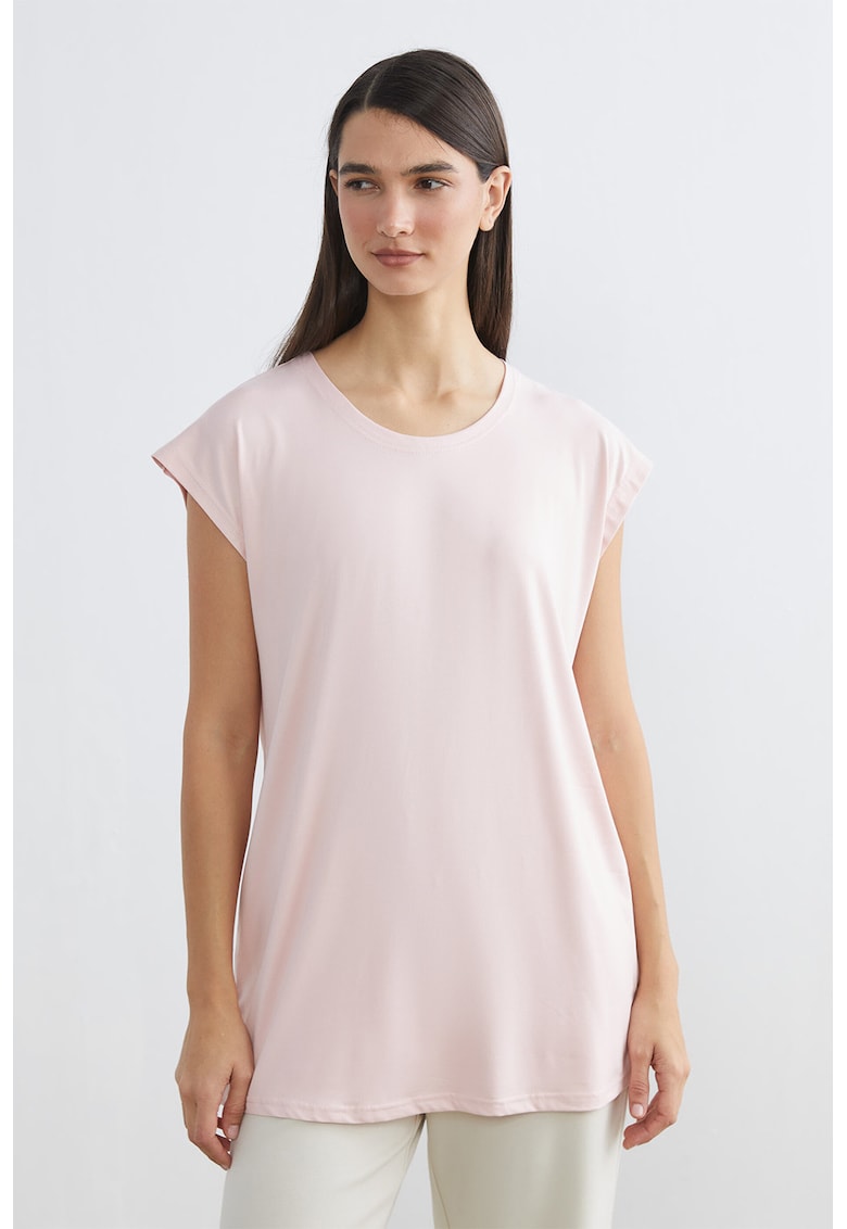Bluza de pijama cu decolteu rotund - Roz pal