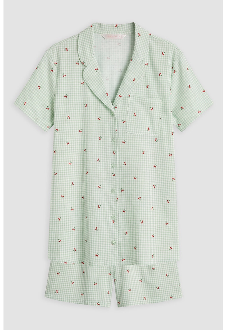 Pijama cu model - pentru gravide - Alb/Verde pal