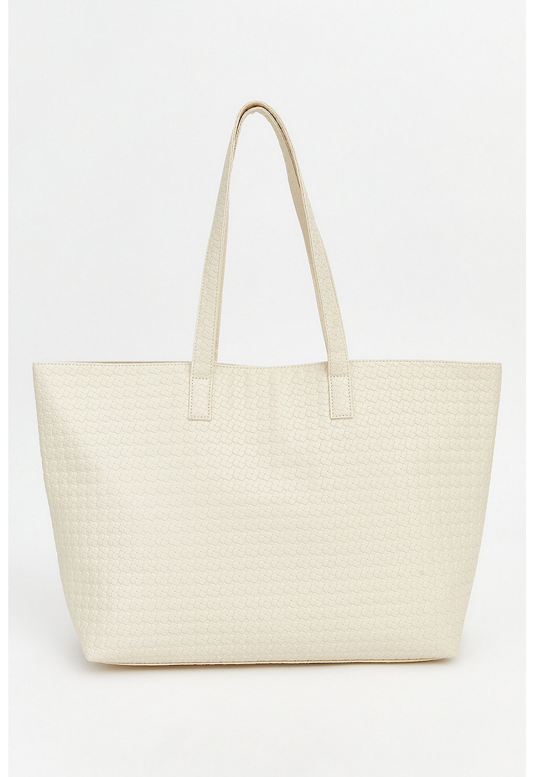 Geanta shopper de piele ecologica - Alb fildes
