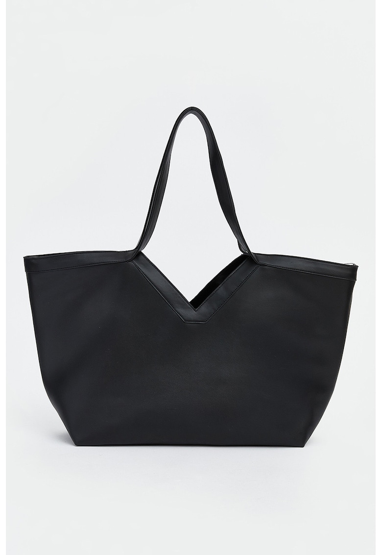 Geanta shopper de piele ecologica - Negru