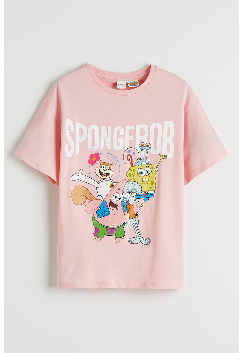 Tricou cu imprimeu cu Sponge Bob - Galben/Roz deschis/Albastru royal/Alb optic