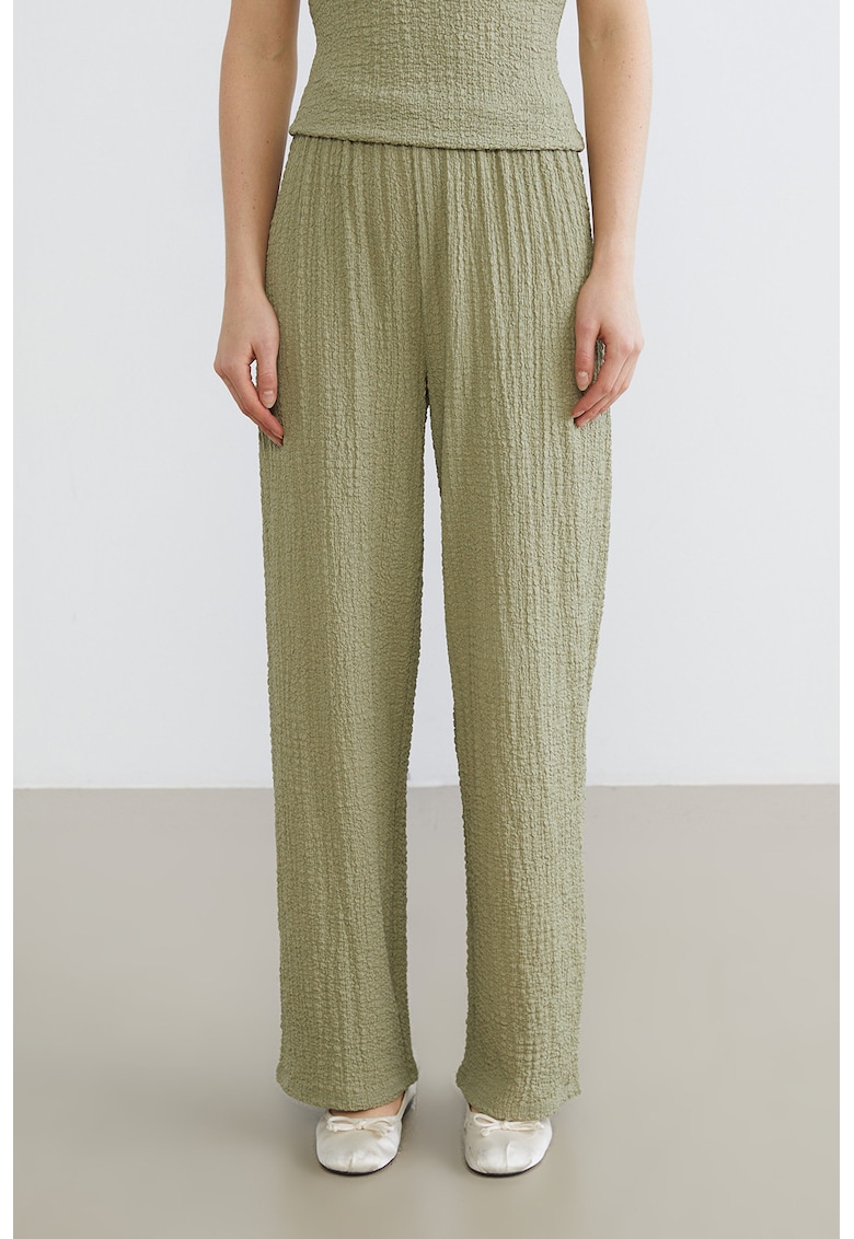 Pantaloni relaxed fit texturati - Verde sparanghel