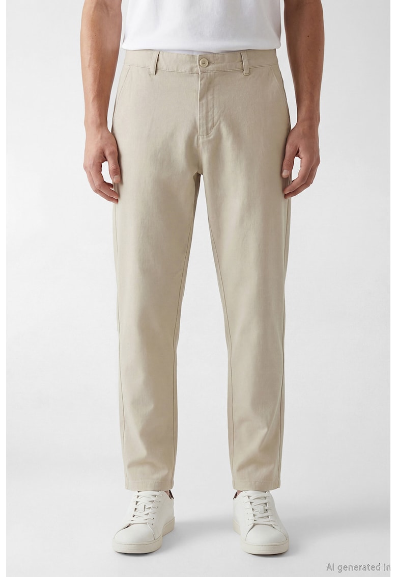 Pantaloni chino cu talie medie - Maro camel