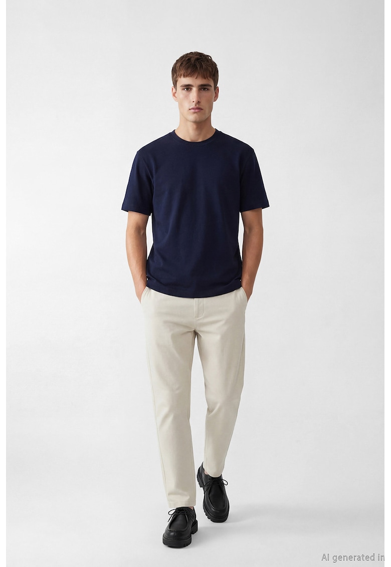 Pantaloni chino cu talie medie - Gri deschis