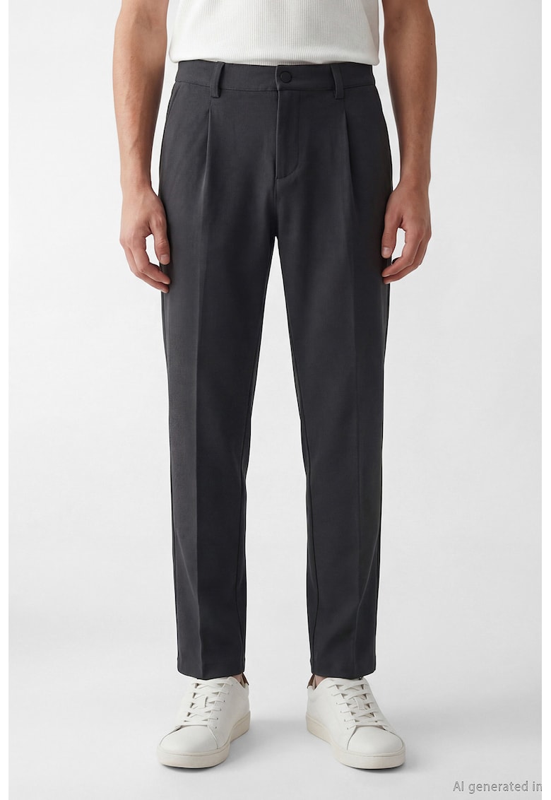 Pantaloni conici cu pensa - Negru stins