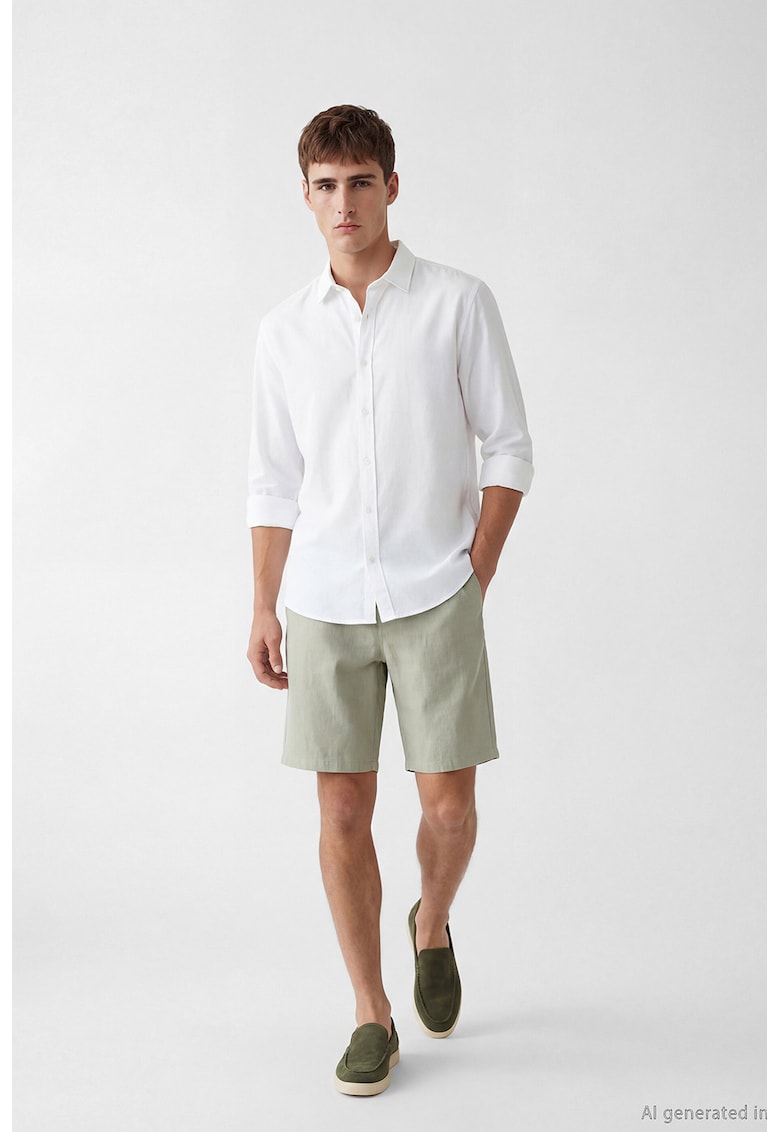 Bermude chino cu snur - Verde pal