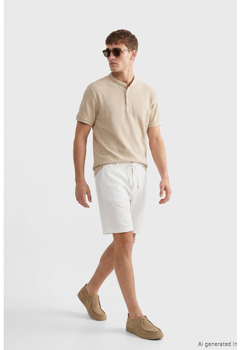 Bermude chino cu snur - Alb optic