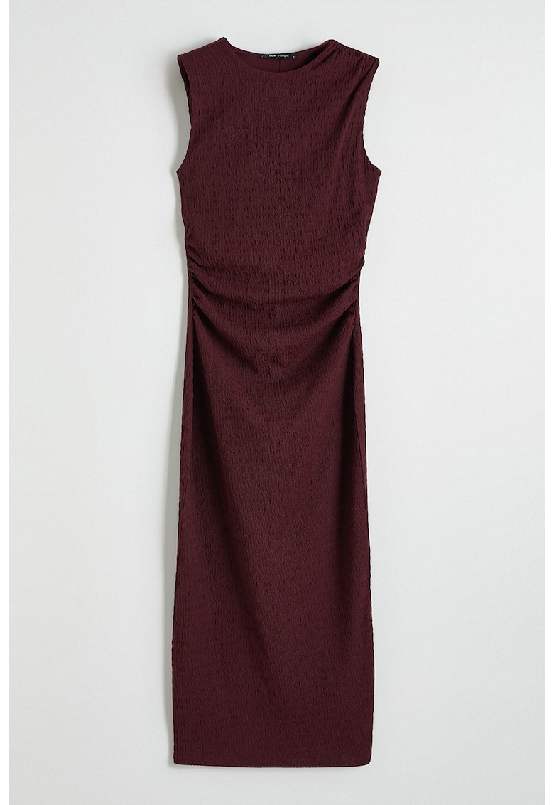 Rochie texturata fara maneci - Visiniu